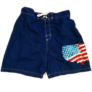 𝅺3/$20 Faded Glory Blue USA Flag Swim Trunks